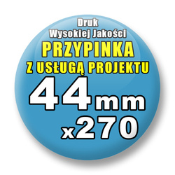 Przypinki 270 szt. / Buttony Badziki Na Zamówienie / Twój Wzór Logo Foto Projekt / 44 mm.