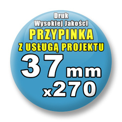 Przypinki 270 szt. / Buttony Badziki Na Zamówienie / Twój Wzór Logo Foto Projekt / 37 mm.