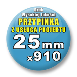 Przypinki 910 szt. / Buttony Badziki Na Zamówienie / Twój Wzór Logo Foto Projekt / 25 mm.