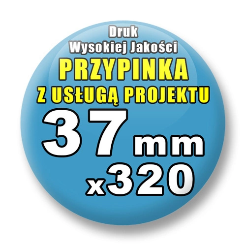Przypinki 320 szt. / Buttony Badziki Na Zamówienie / Twój Wzór Logo Foto Projekt / 37 mm.