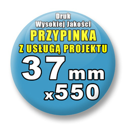 Przypinki 550 szt. / Buttony Badziki Na Zamówienie / Twój Wzór Logo Foto Projekt / 37 mm.